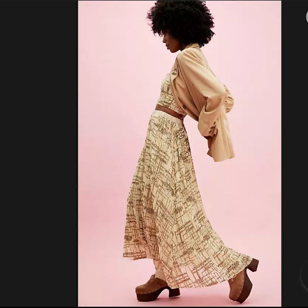 Free People X En Saison Romi Embellished Midi-Skirt and Top Set Size M